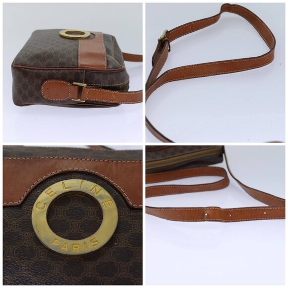 CELINE Macadam Canvas Shoulder Bag PVC Leather Brown Gold Auth 85387 - Picture 16 of 16